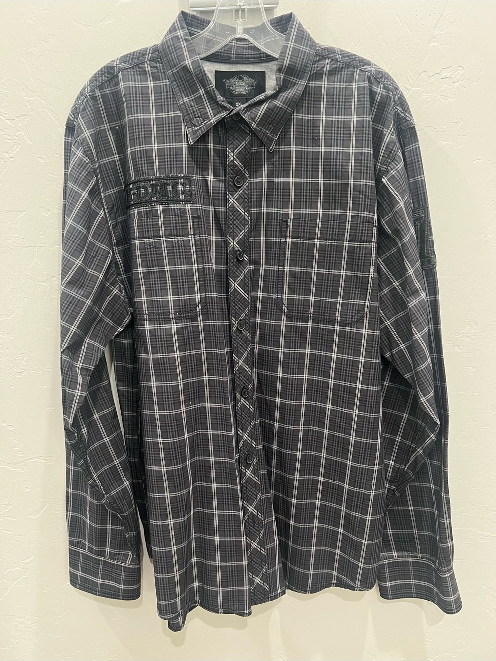 Harley Davidson Long Sleeve Button Up Plaid Shirt Size XXL Mens Embroidered Logo